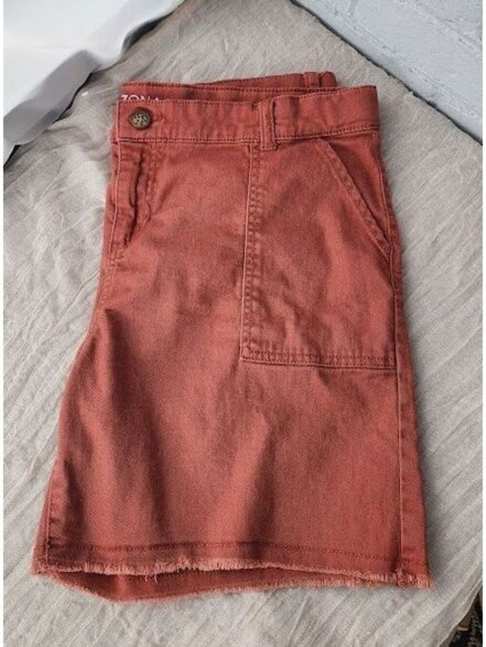 Arizona Jean Co Women's Plus 20.5 Rust Utility Shorts Stretch Raw Hem Pockets